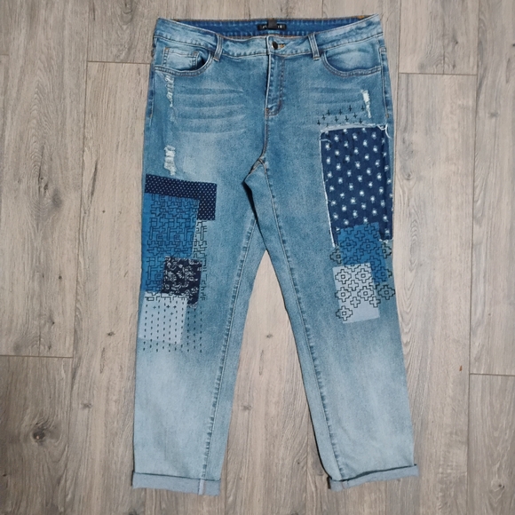 Anthropologie Juliette Patchwork Boyfriend Jeans 14 - Picture 10 of 11